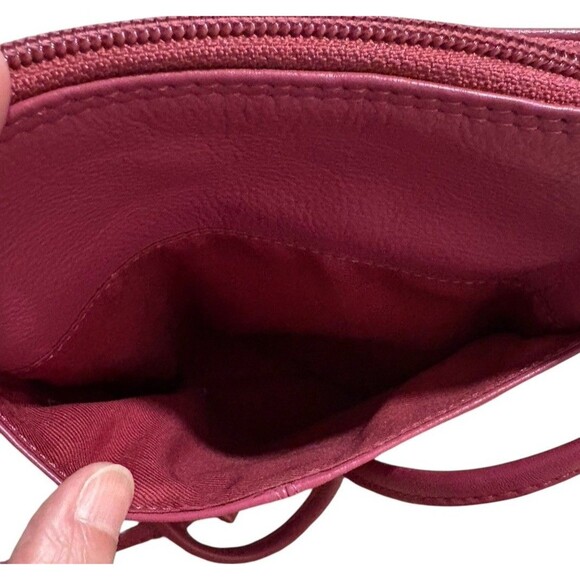 ILI New York Leather Crossbody Bag Purse Pink Raspberry Women’s Pebbled Leather - Picture 5 of 11